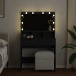 Fekete fésülködőasztal LED-del 80 x 41 x 134,5 cm 3