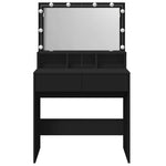 Fekete fésülködőasztal LED-del 80 x 41 x 134,5 cm 5
