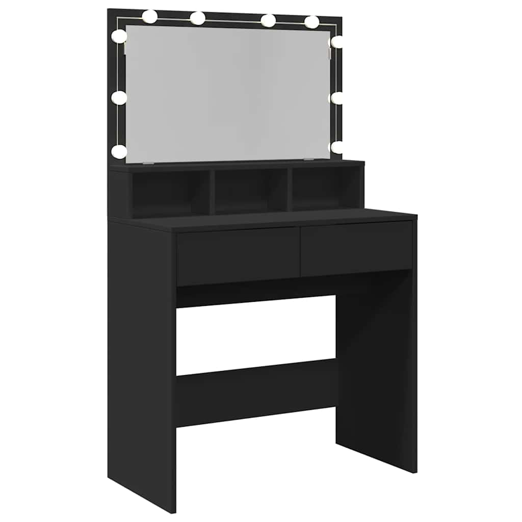 Fekete fésülködőasztal LED-del 80 x 41 x 134,5 cm 8