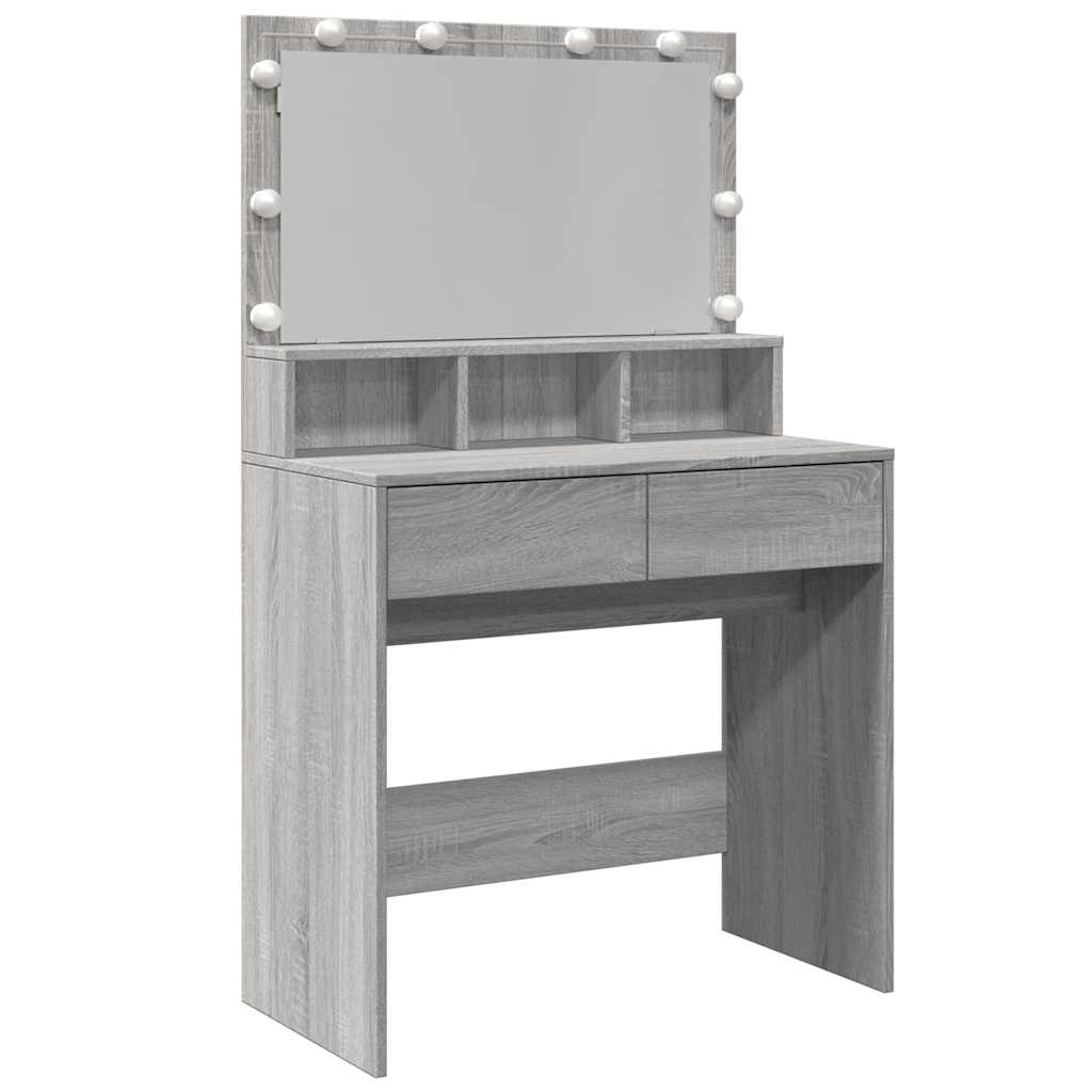 Szürke sonoma színű fésülködőasztal LED-del 80 x 41 x 134,5 cm 2