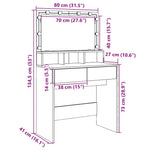 Szürke sonoma színű fésülködőasztal LED-del 80 x 41 x 134,5 cm 18