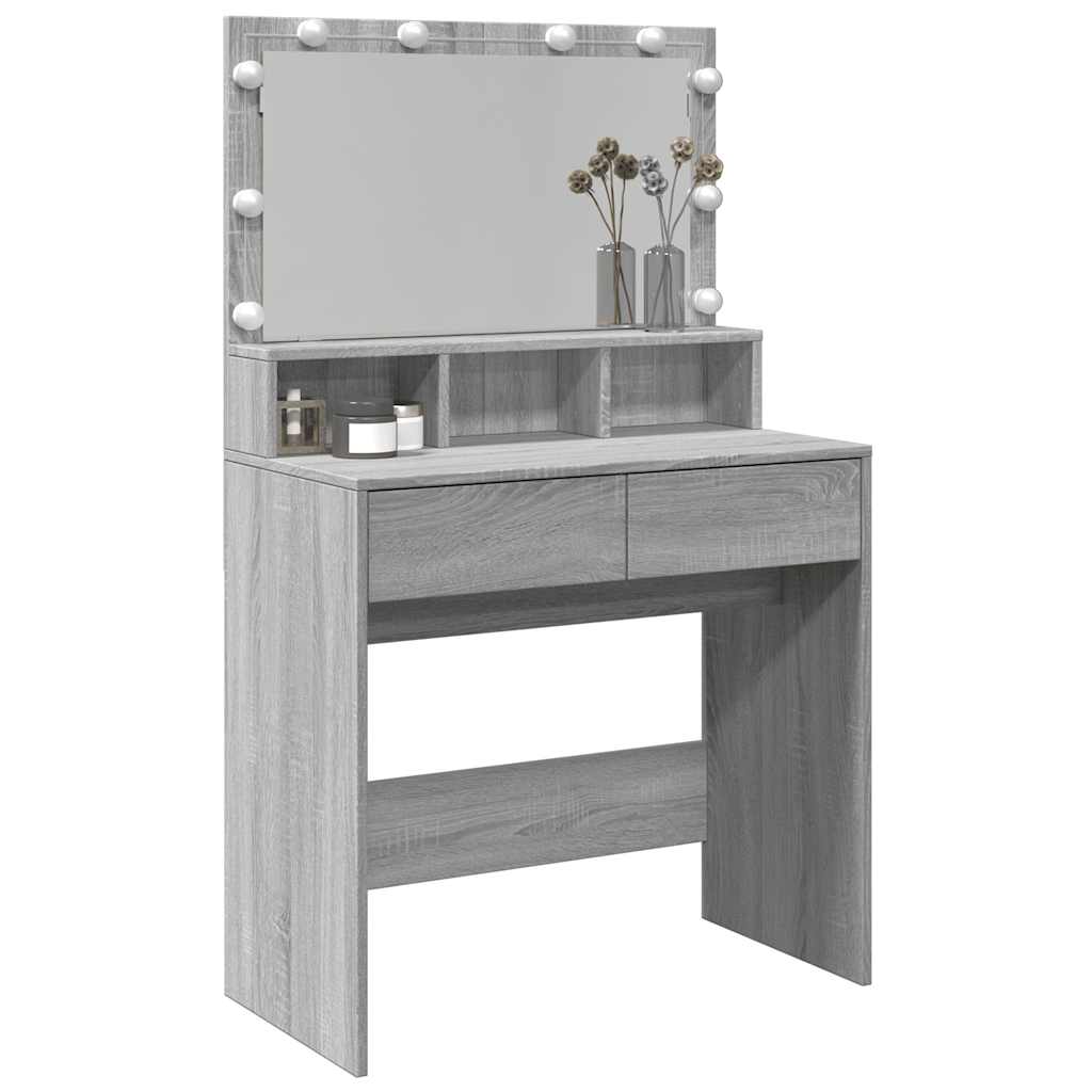Szürke sonoma színű fésülködőasztal LED-del 80 x 41 x 134,5 cm 4