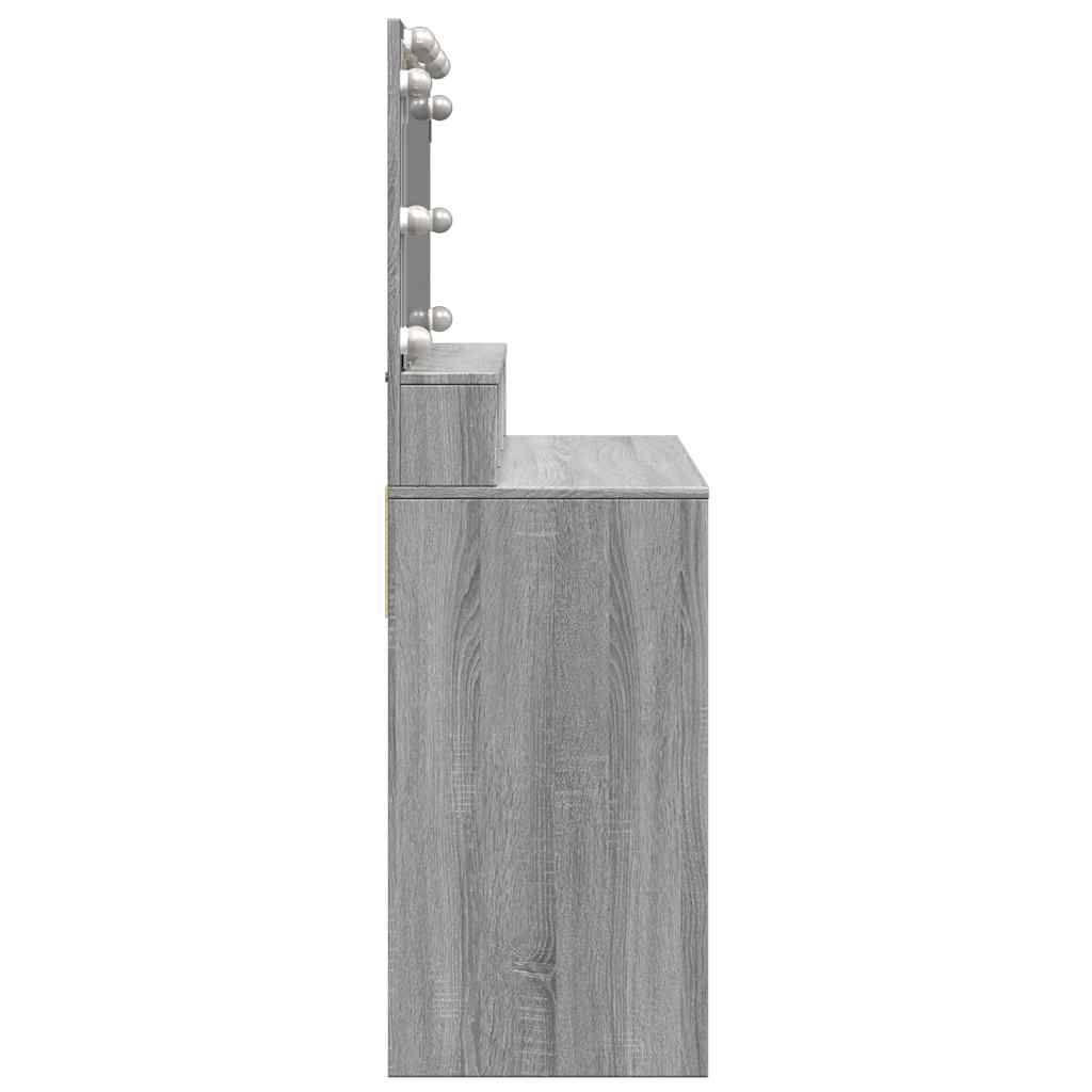 Szürke sonoma színű fésülködőasztal LED-del 80 x 41 x 134,5 cm 6