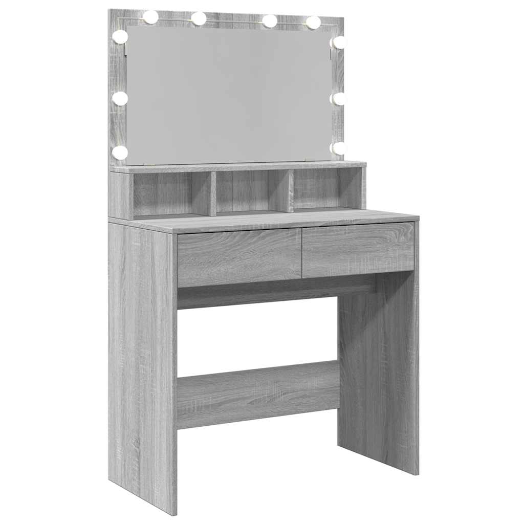Szürke sonoma színű fésülködőasztal LED-del 80 x 41 x 134,5 cm 8