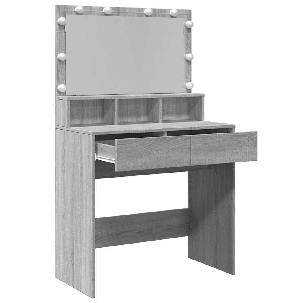 Szürke sonoma színű fésülködőasztal LED-del 80 x 41 x 134,5 cm 9