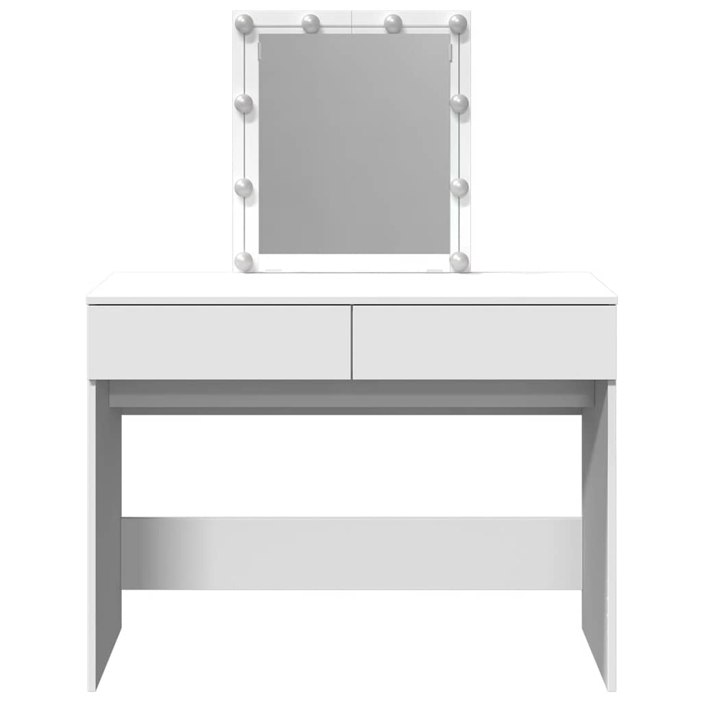 Fehér fésülködőasztal LED-del 100 x 40 x 130 cm 5