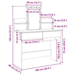 Fehér fésülködőasztal LED-del 100 x 40 x 130 cm 18