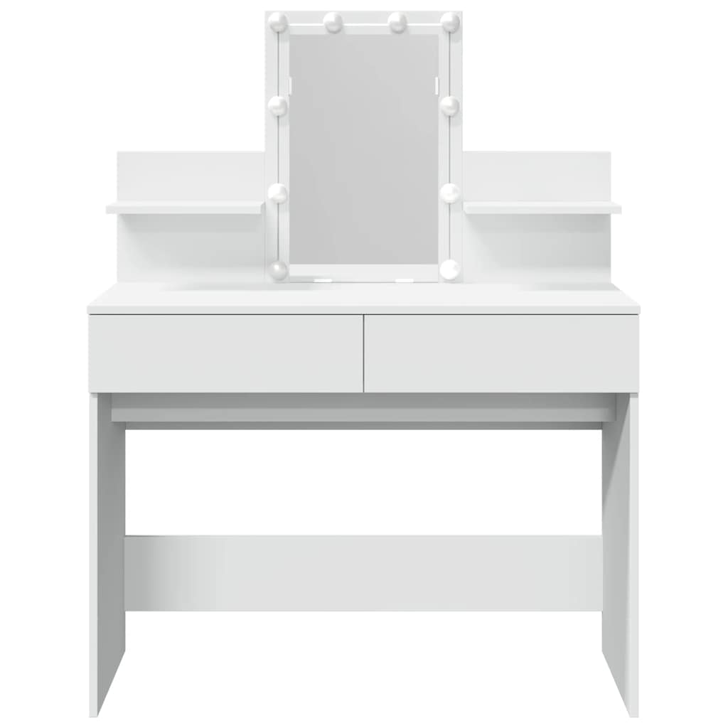 Fehér fésülködőasztal LED-del 100 x 40 x 130 cm 5