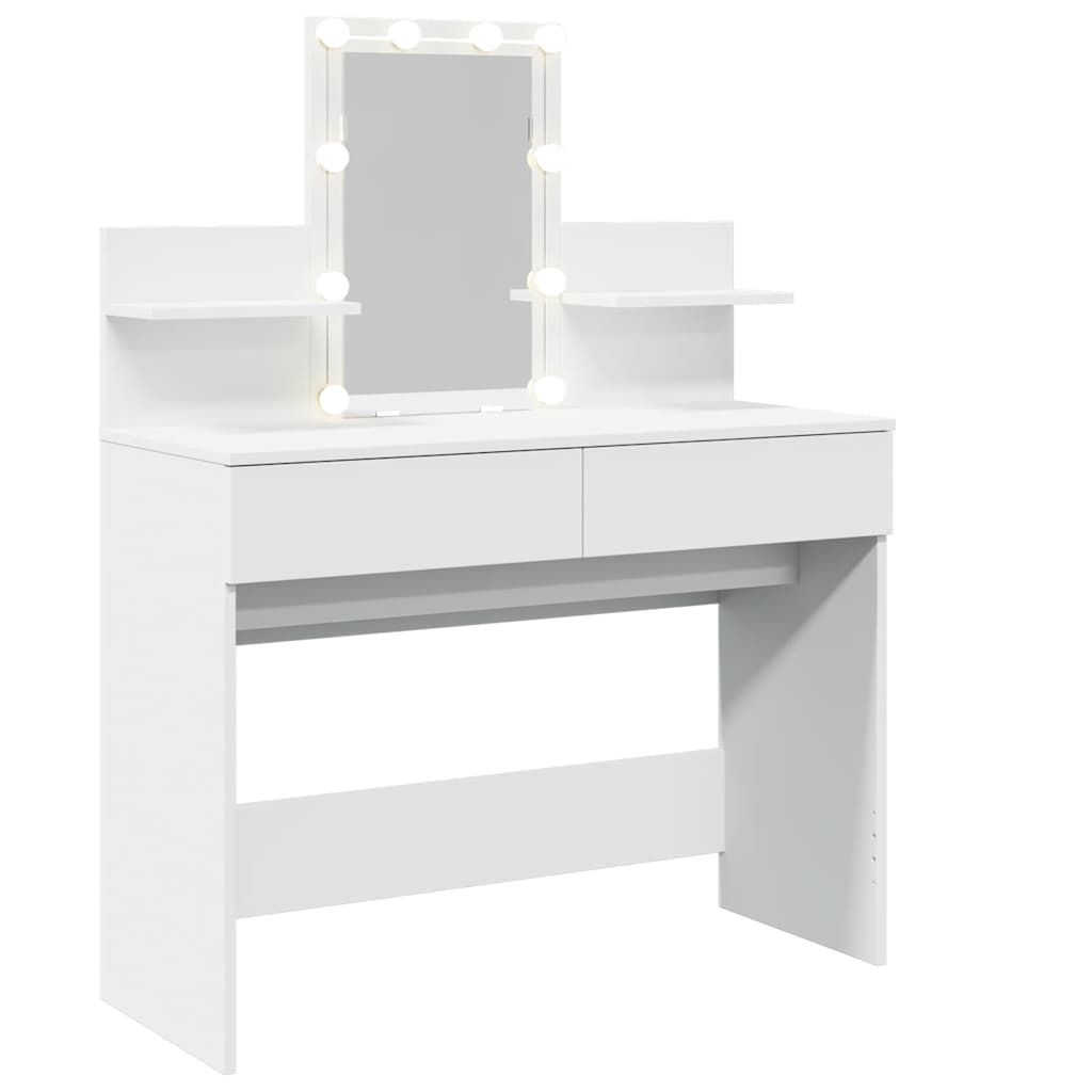 Fehér fésülködőasztal LED-del 100 x 40 x 130 cm 8