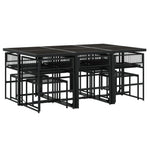 11 részes fekete polyrattan kerti étkezőgarnitúra párnákkal 3