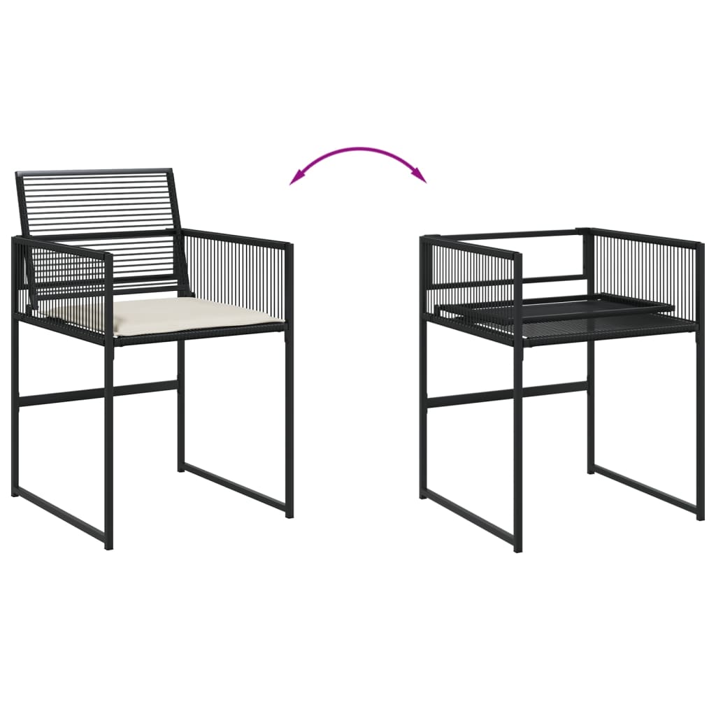 11 részes fekete polyrattan kerti étkezőgarnitúra párnákkal 4