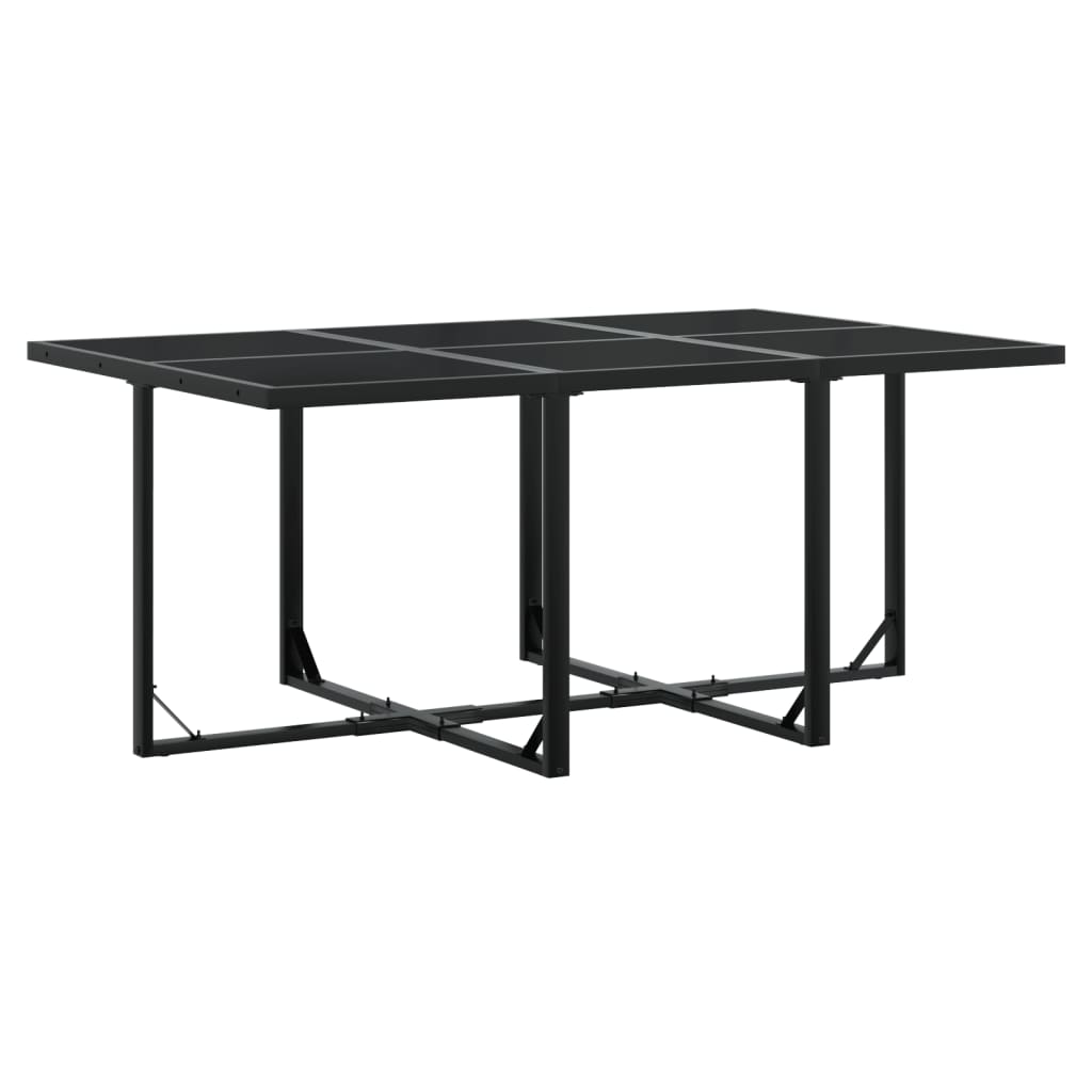 11 részes fekete polyrattan kerti étkezőgarnitúra párnákkal 5