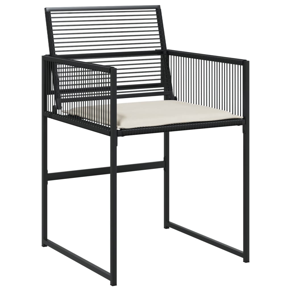 11 részes fekete polyrattan kerti étkezőgarnitúra párnákkal 6