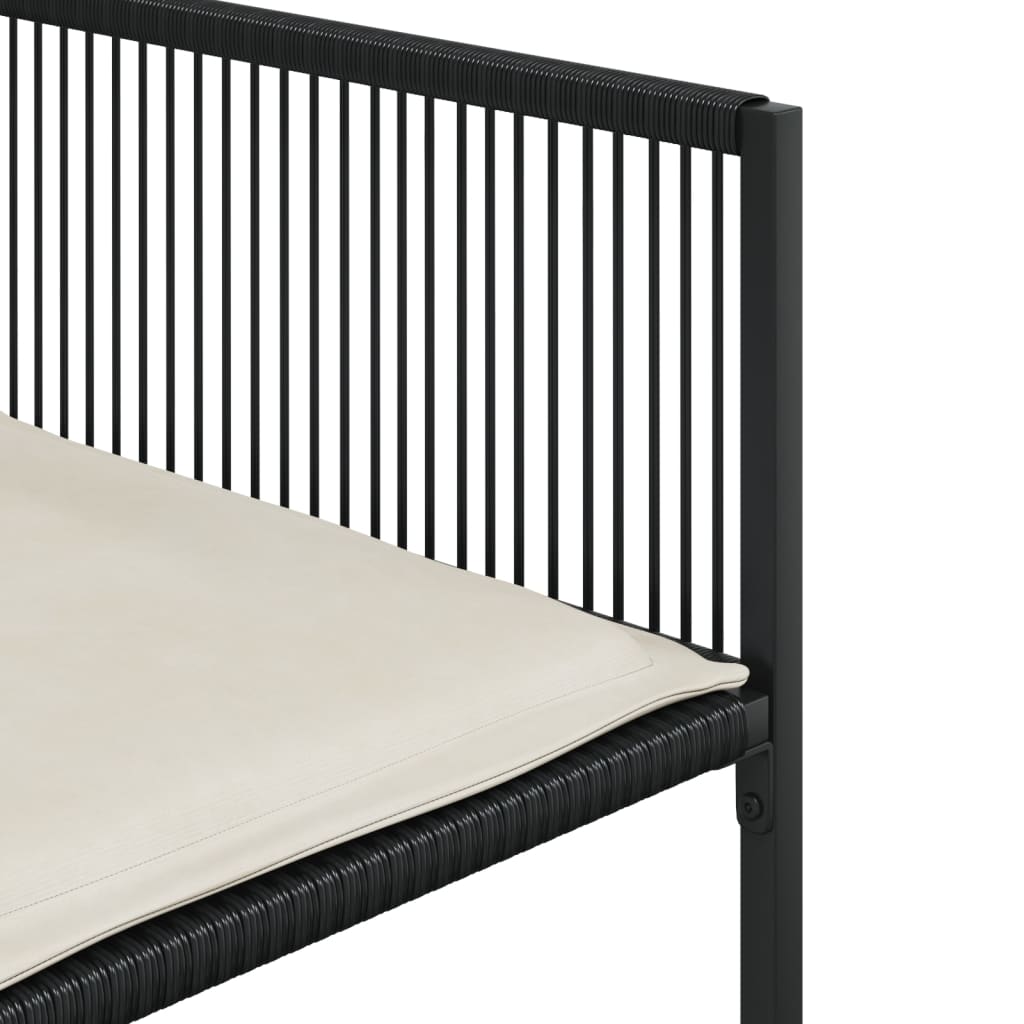 11 részes fekete polyrattan kerti étkezőgarnitúra párnákkal 8