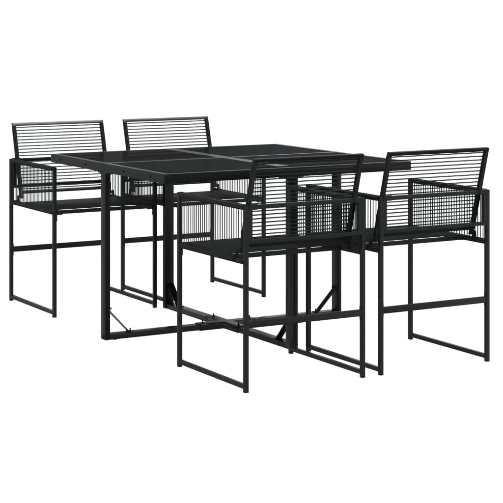 5 részes fekete polyrattan kerti étkezőgarnitúra 2