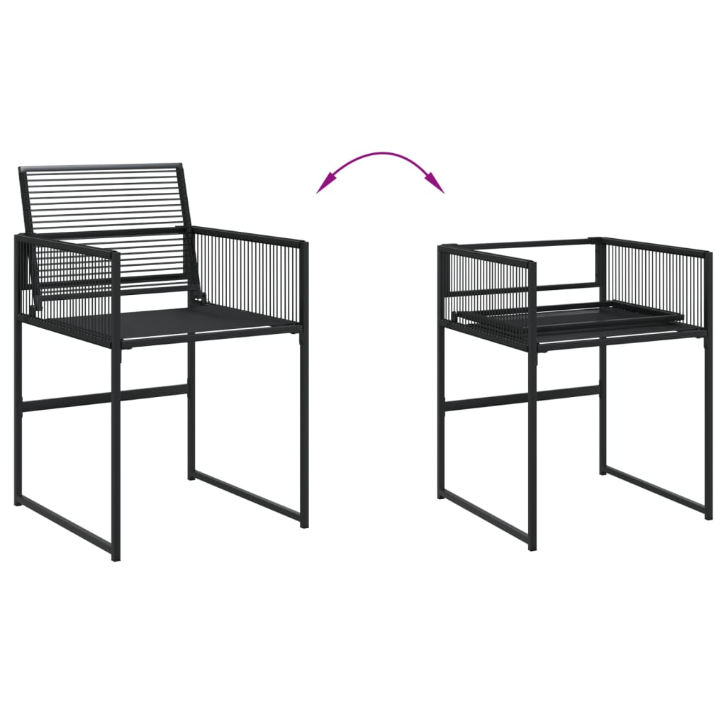 5 részes fekete polyrattan kerti étkezőgarnitúra 4