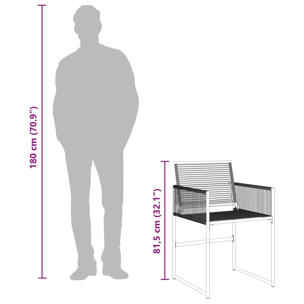 5 részes fekete polyrattan kerti étkezőgarnitúra 10
