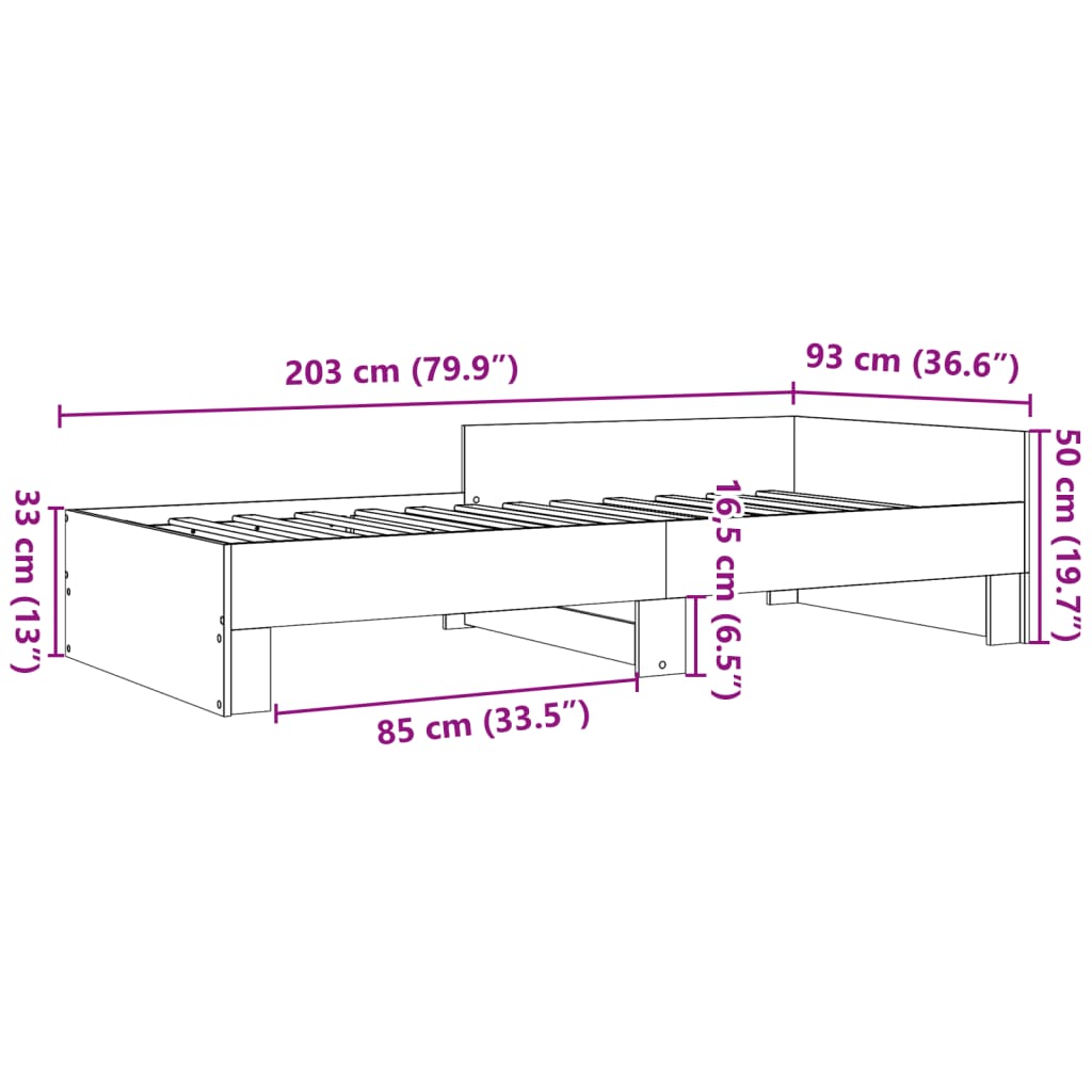 Betonszürke szerelt fa ágykeret 90 x 200 cm 9