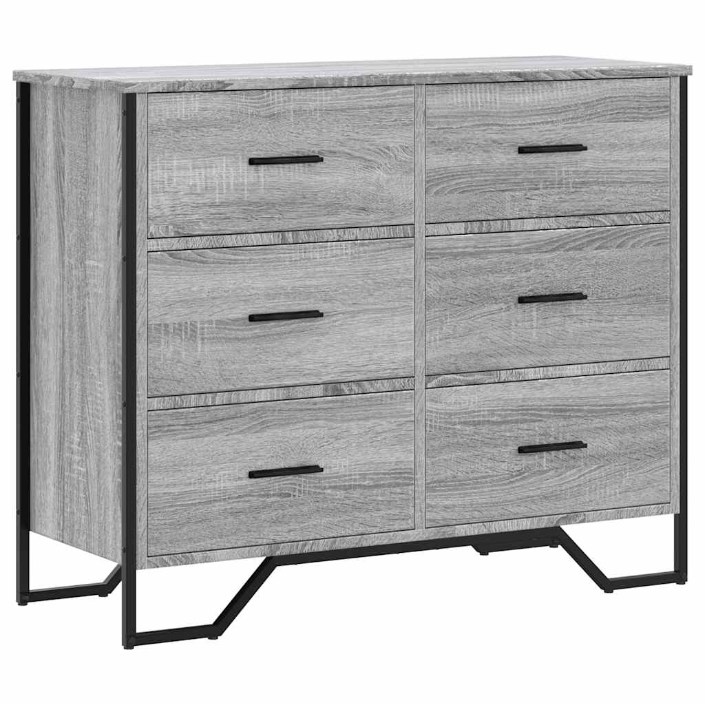 Szürke sonoma színű szerelt fa komód 91 x 35,5 x 74,5 cm 2