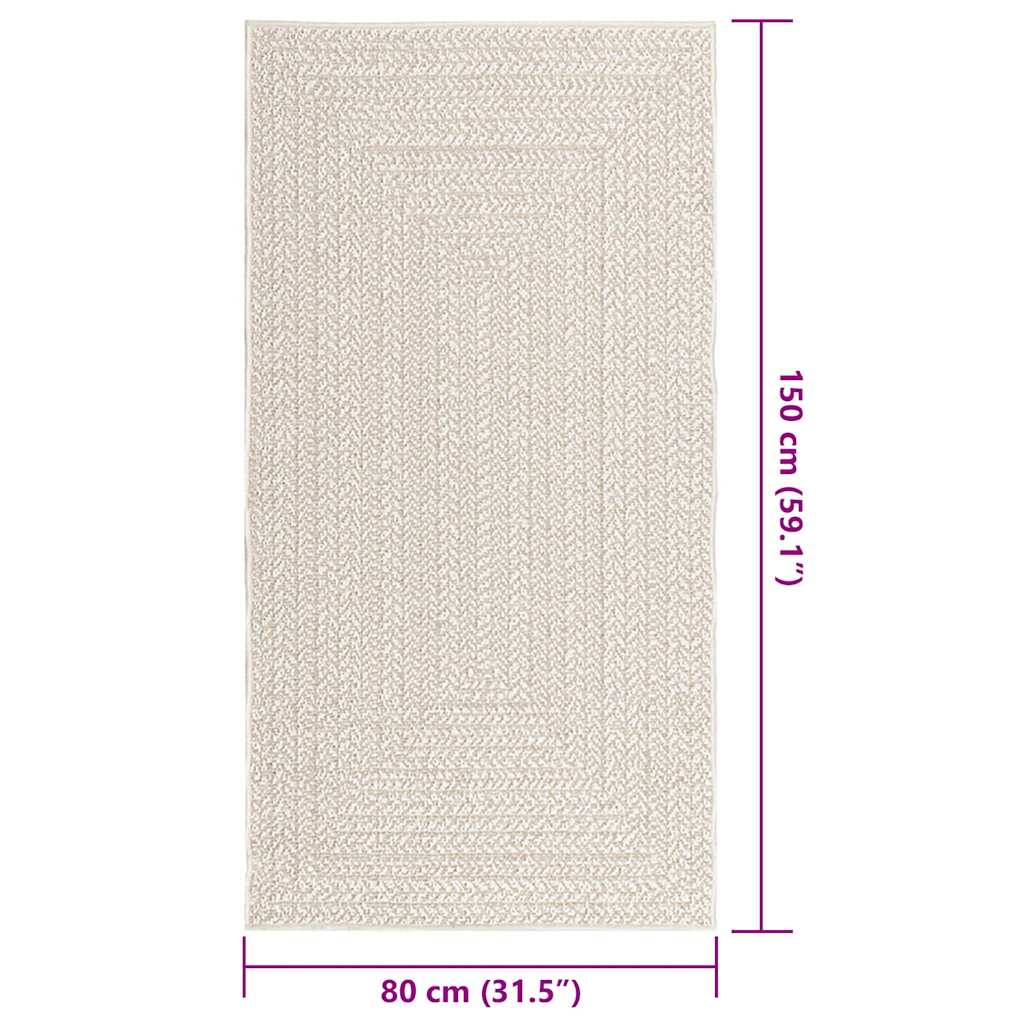 ZIZUR krém juta hatású beltéri és kültéri szőnyeg 80x150 cm 9