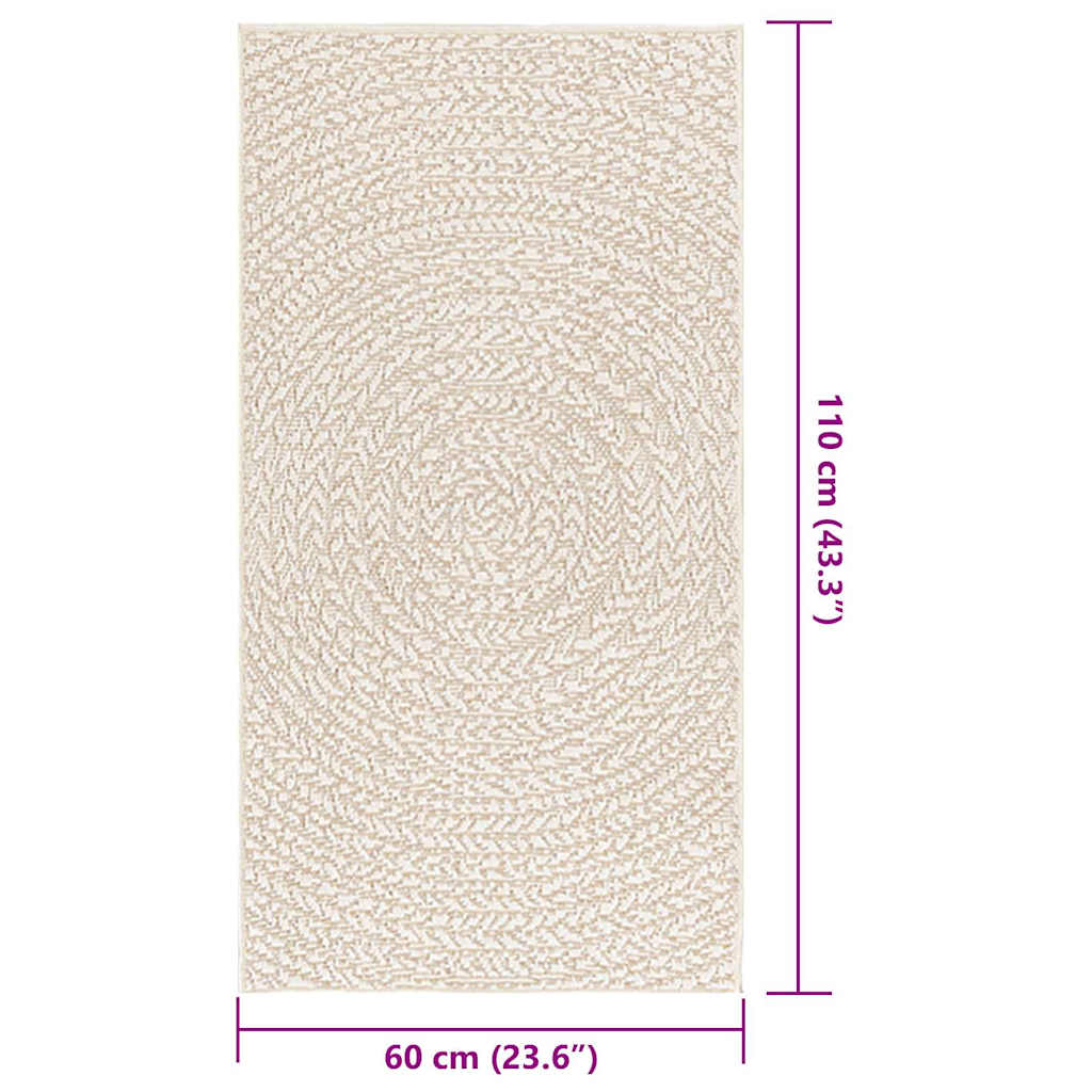 ZIZUR krém juta hatású beltéri és kültéri szőnyeg 60x110cm 9