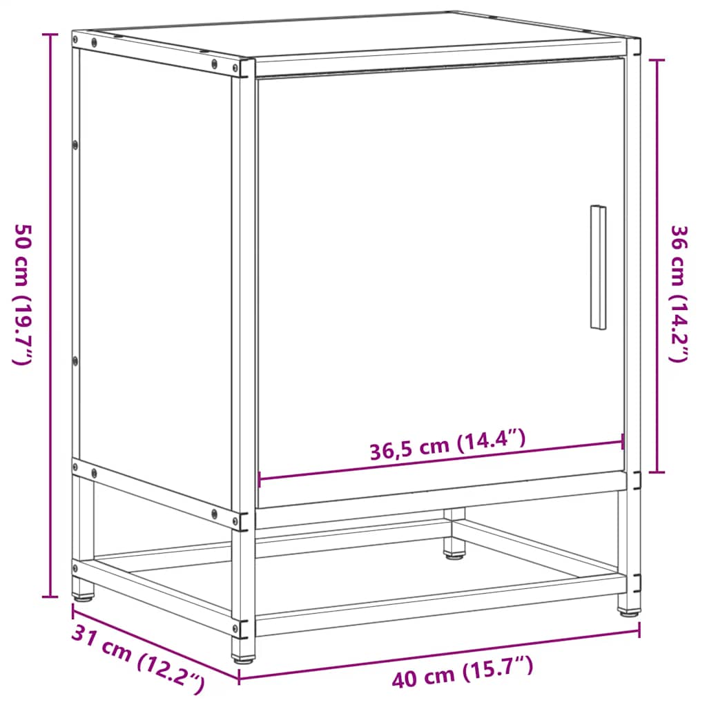 Éjjeliszekrény füstölt tölgy 40x31x50cm fából és fémből készült 12