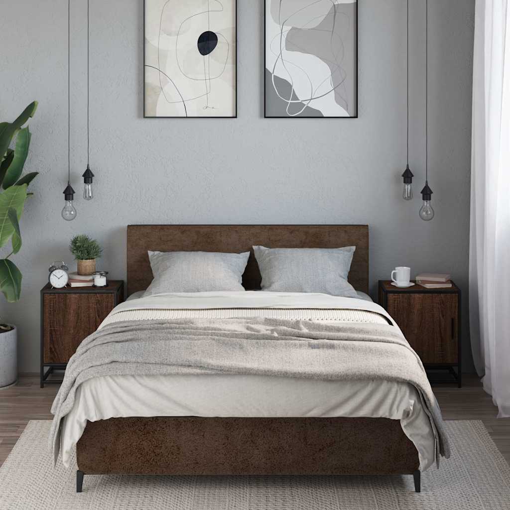 Éjjeliszekrények 2 db barna tölgy 40x31x50 cm műfából és fémből 3