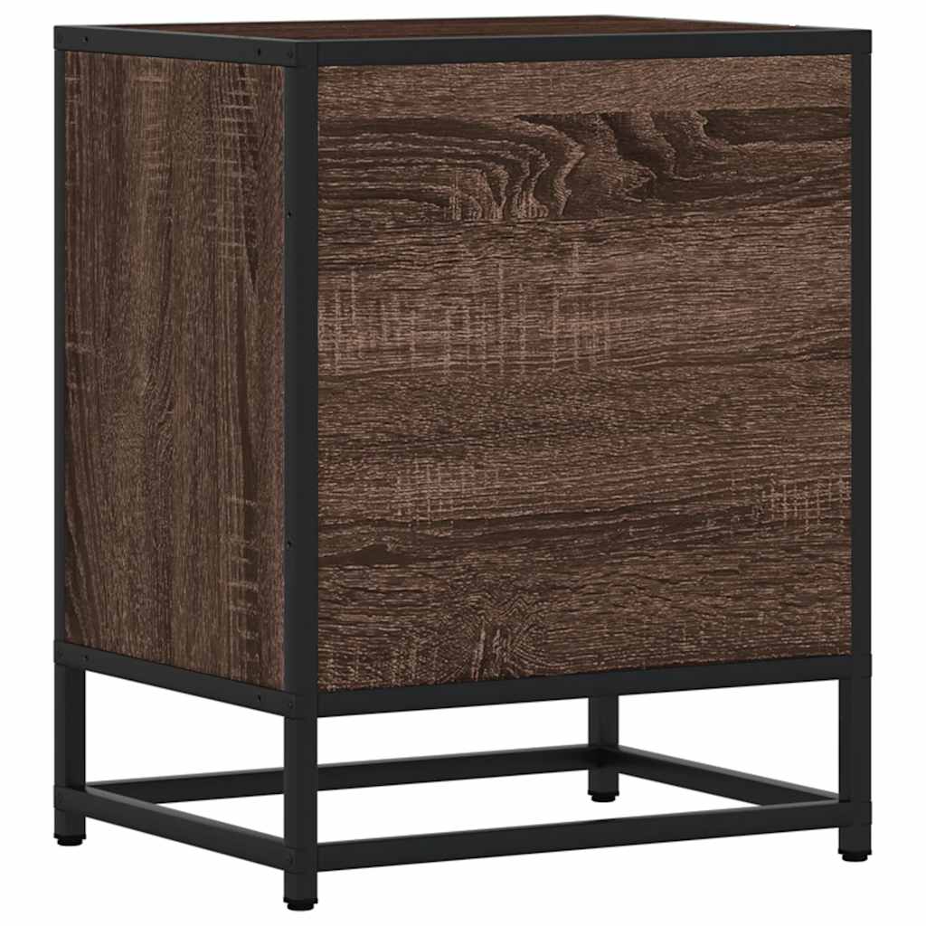 Éjjeliszekrények 2 db barna tölgy 40x31x50 cm műfából és fémből 8