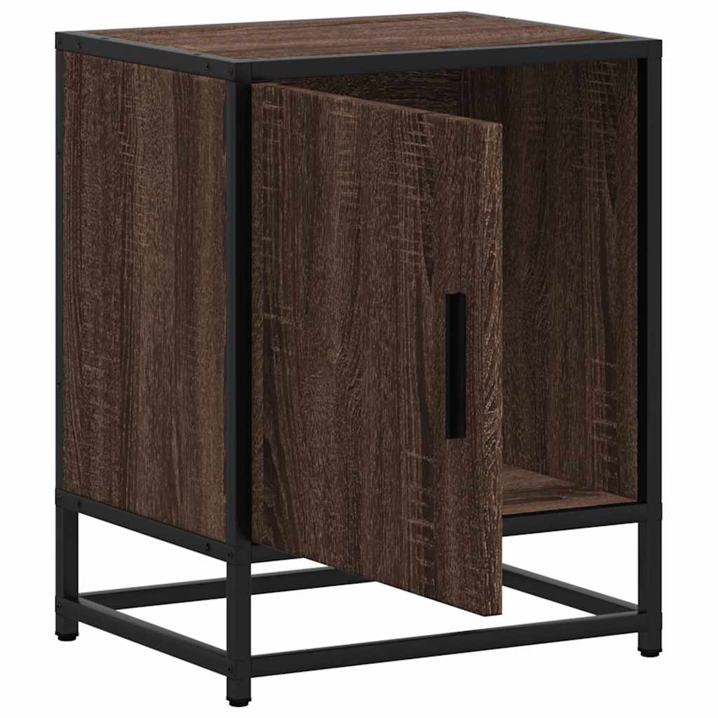 Éjjeliszekrények 2 db barna tölgy 40x31x50 cm műfából és fémből 9