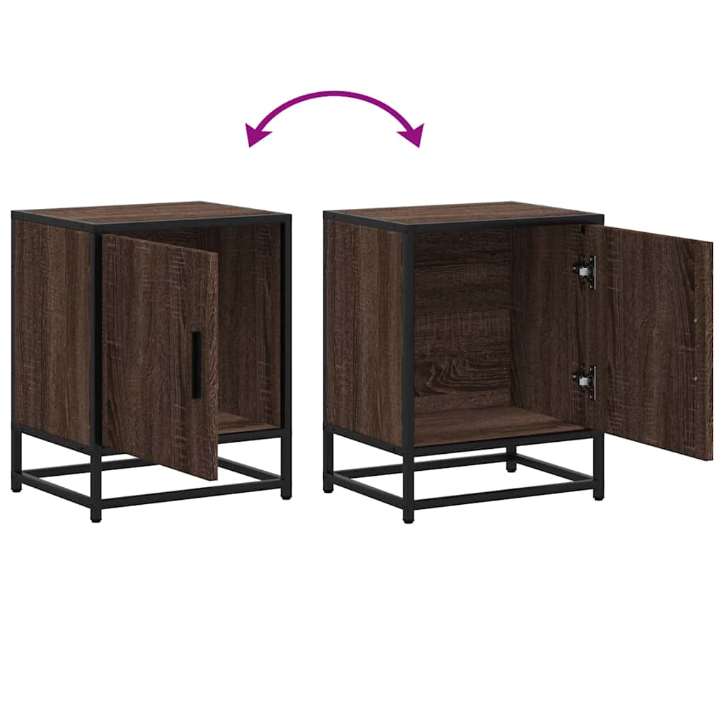 Éjjeliszekrények 2 db barna tölgy 40x31x50 cm műfából és fémből 10