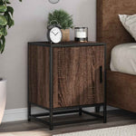 Éjjeliszekrények 2 db barna tölgy 40x31x50 cm műfából és fémből