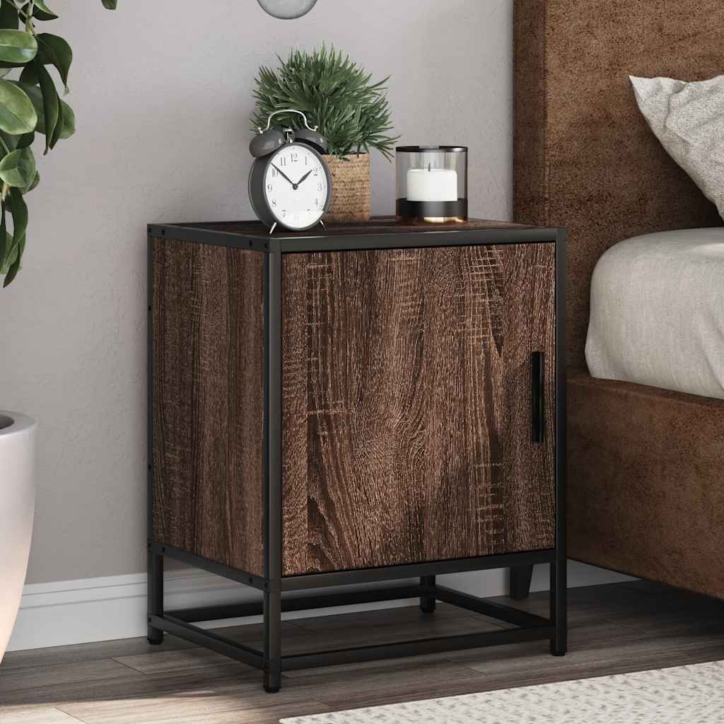 Éjjeliszekrények 2 db barna tölgy 40x31x50 cm műfából és fémből