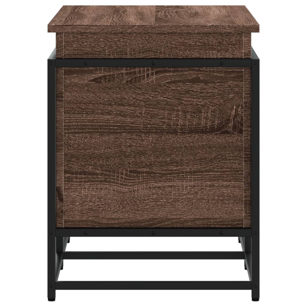 Barna tölgy színű szerelt fa tárolóláda fedéllel 80x40x51,5 cm 5
