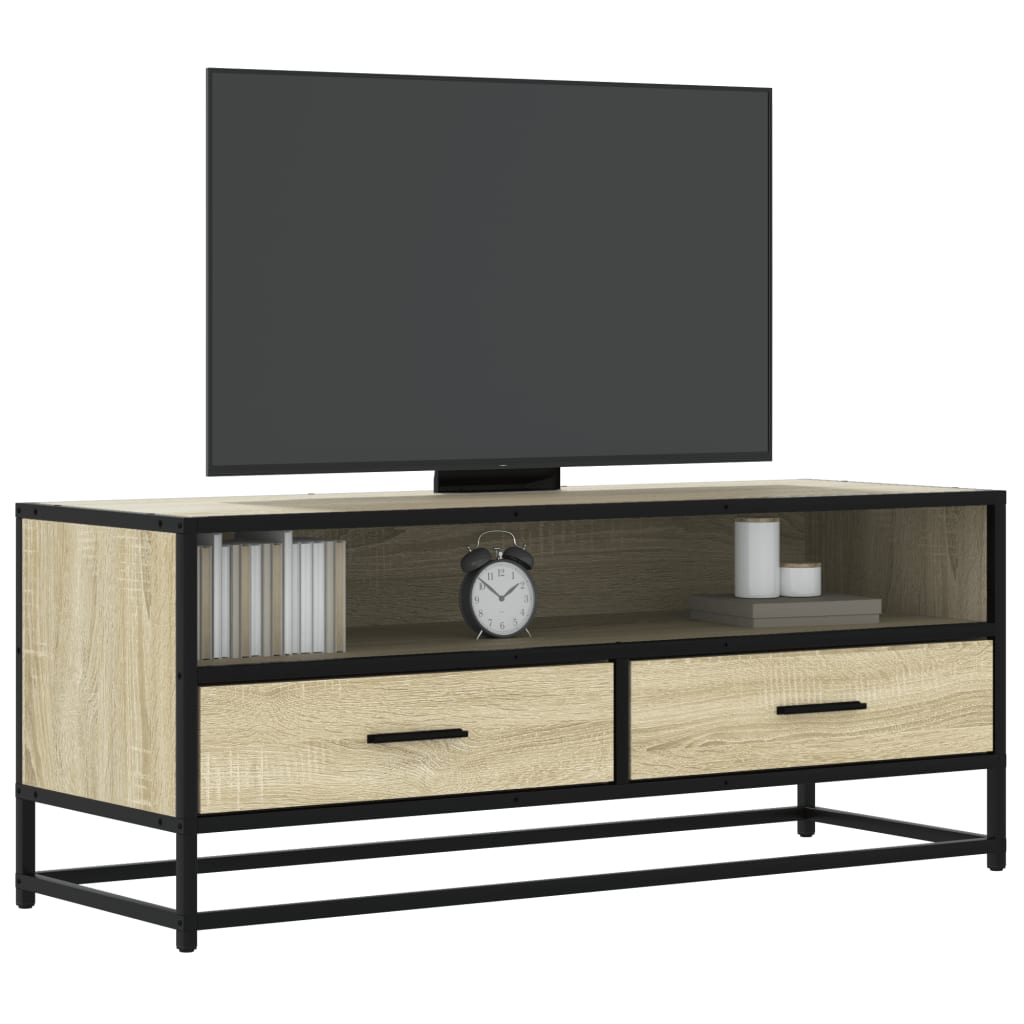 Sonoma tölgy színű szerelt fa és fém TV-szekrény 100x34,5x40 cm