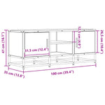 Füstös tölgy színű szerelt fa és fém TV-szekrény 100x35x41 cm 10
