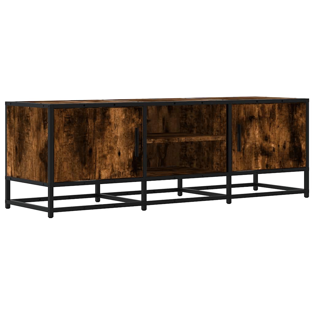 Füstös tölgy színű szerelt fa és fém TV-szekrény 120x35x41 cm 2