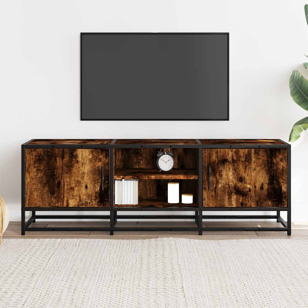 Füstös tölgy színű szerelt fa és fém TV-szekrény 120x35x41 cm 3