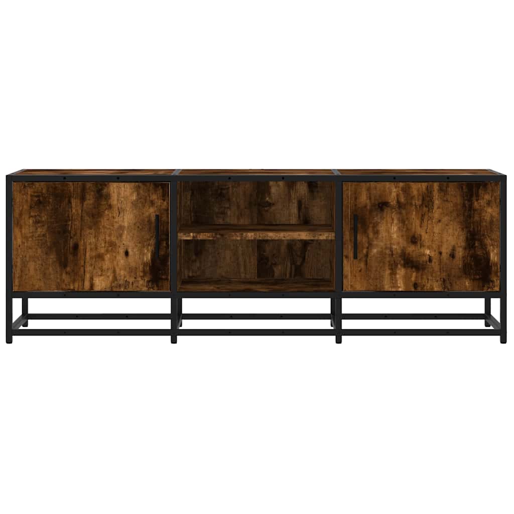 Füstös tölgy színű szerelt fa és fém TV-szekrény 120x35x41 cm 4
