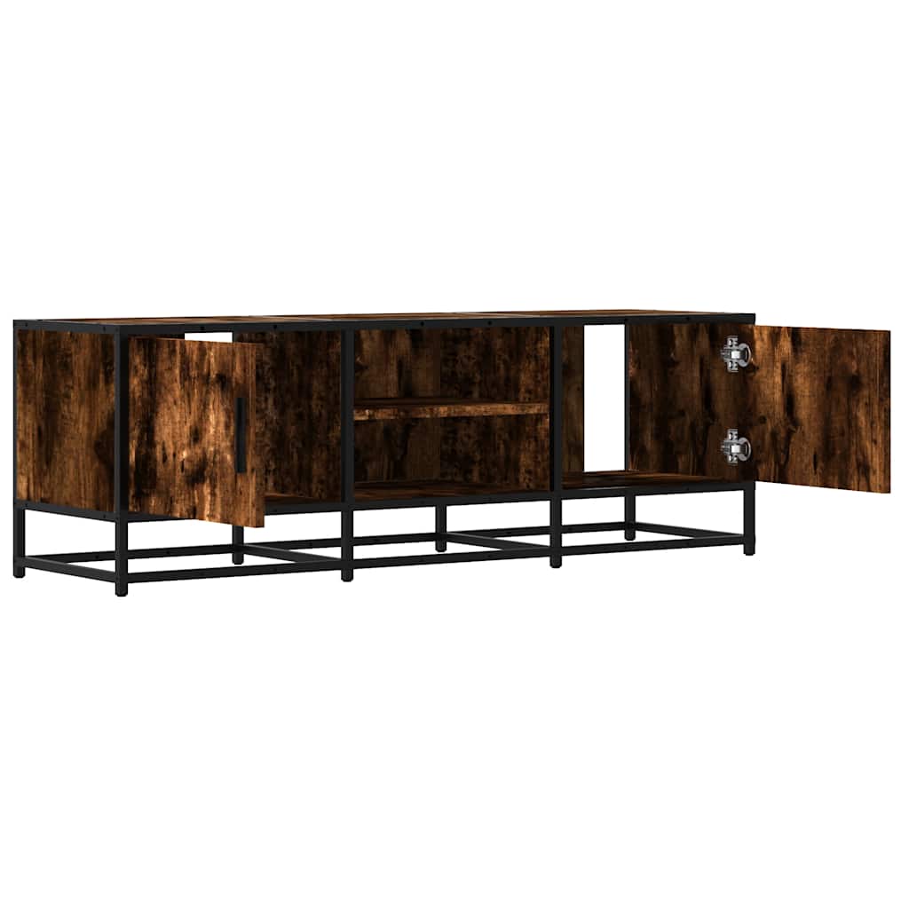 Füstös tölgy színű szerelt fa és fém TV-szekrény 120x35x41 cm 7
