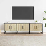 Sonoma tölgy színű szerelt fa és fém TV-szekrény 150x35x41 cm 3