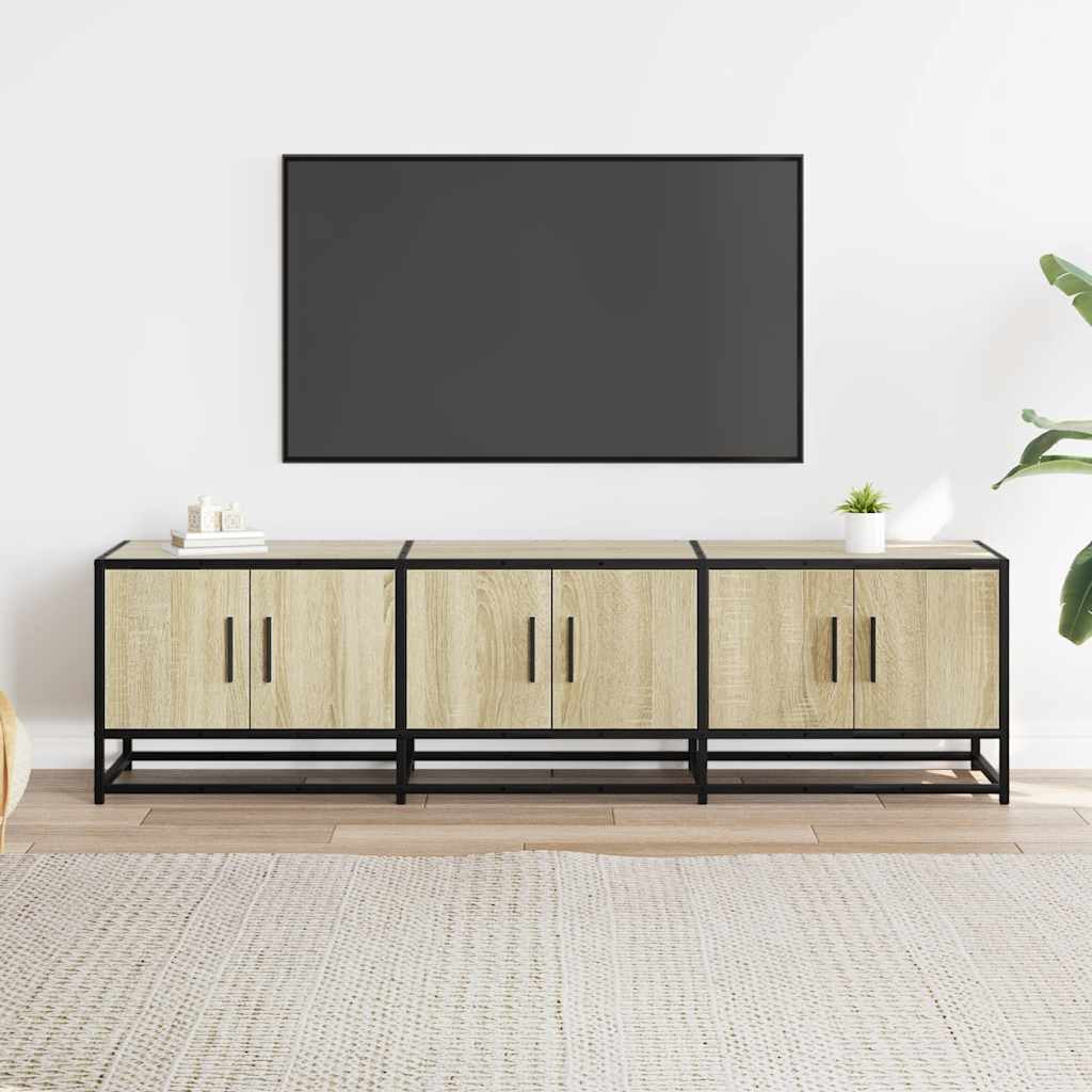 Sonoma tölgy színű szerelt fa és fém TV-szekrény 150x35x41 cm 3