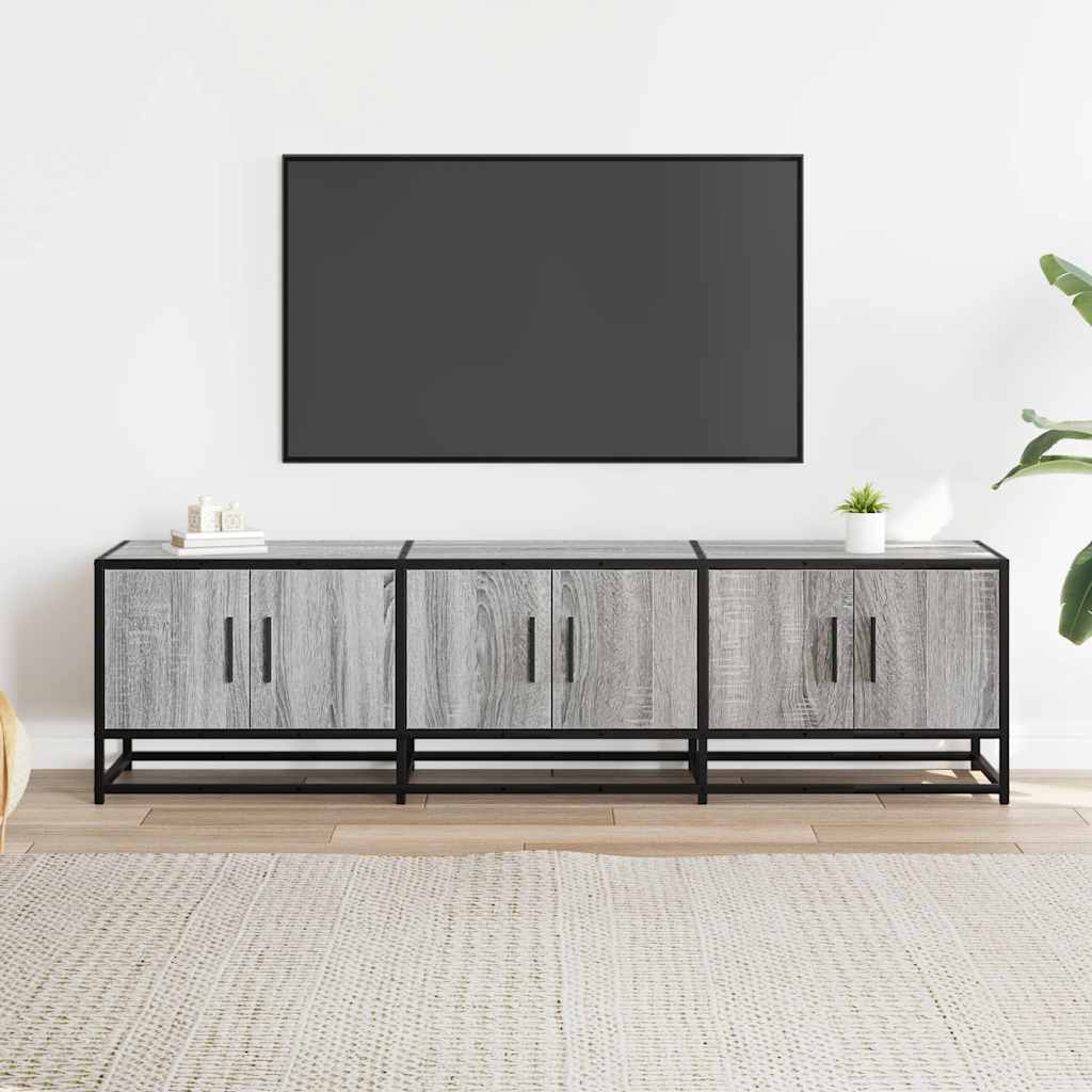 Szürke sonoma színű szerelt fa és fém TV-szekrény 150x35x41 cm 3