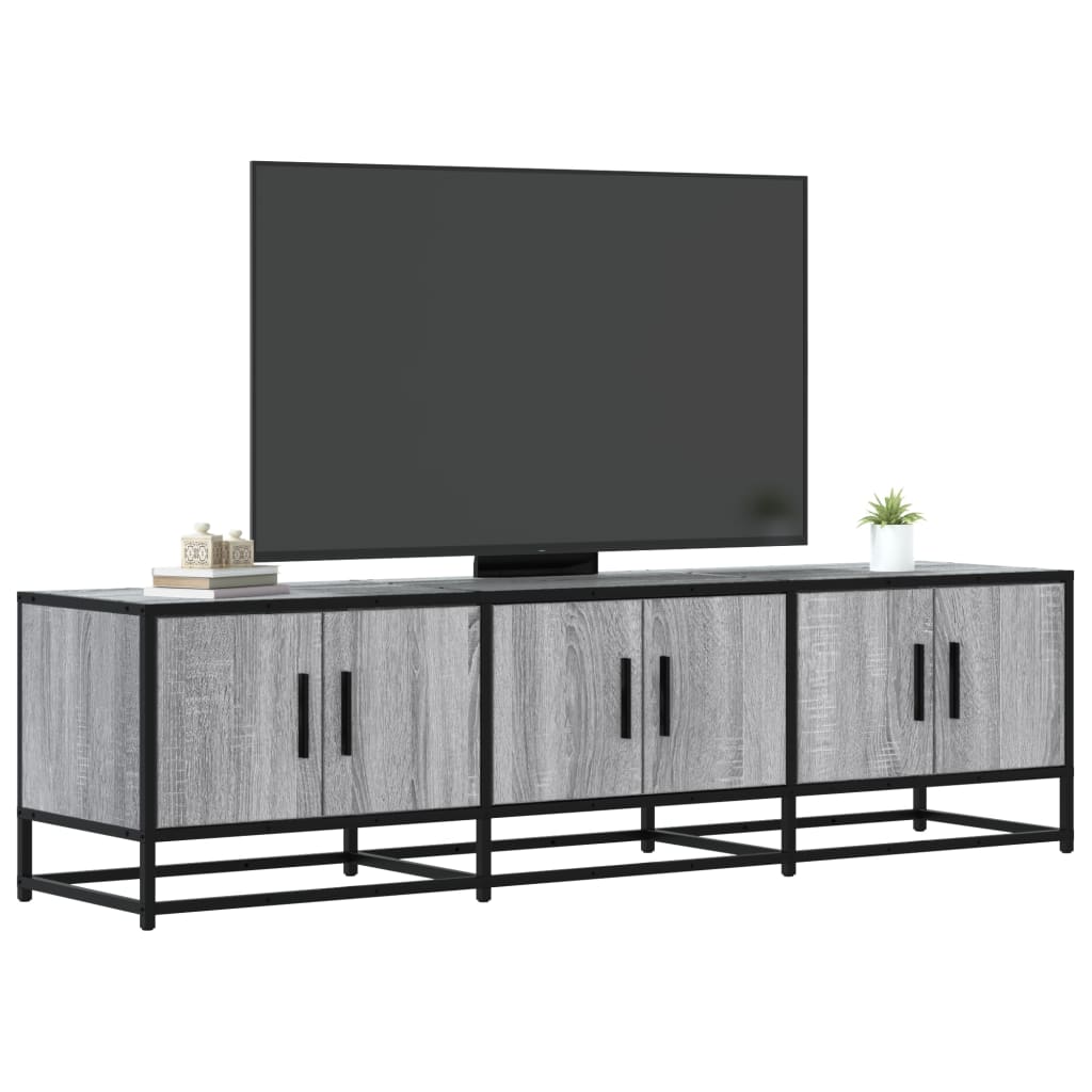 Szürke sonoma színű szerelt fa és fém TV-szekrény 150x35x41 cm