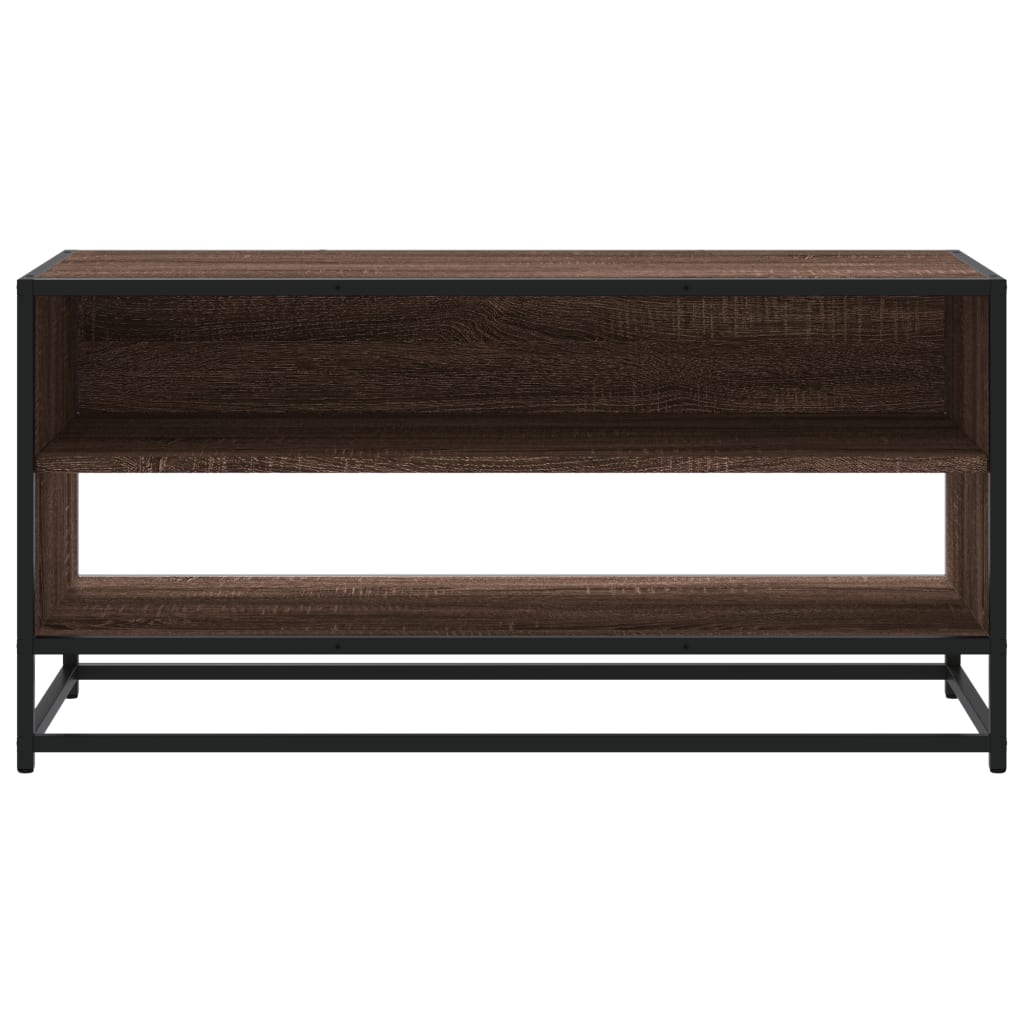 Barna tölgy színű szerelt fa és fém TV-szekrény 91x40x46 cm 4