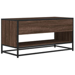 Barna tölgy színű szerelt fa és fém TV-szekrény 91x40x46 cm 5