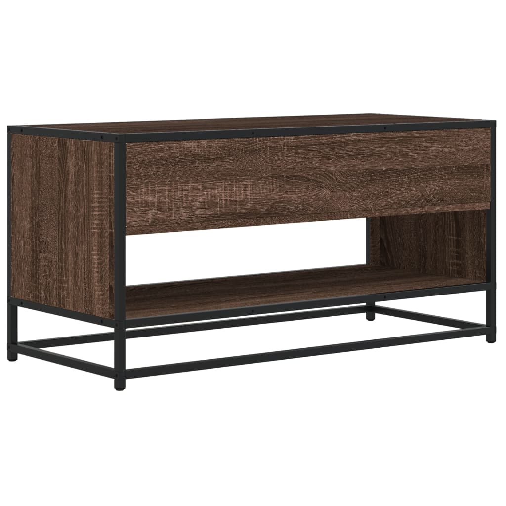 Barna tölgy színű szerelt fa és fém TV-szekrény 91x40x46 cm 5