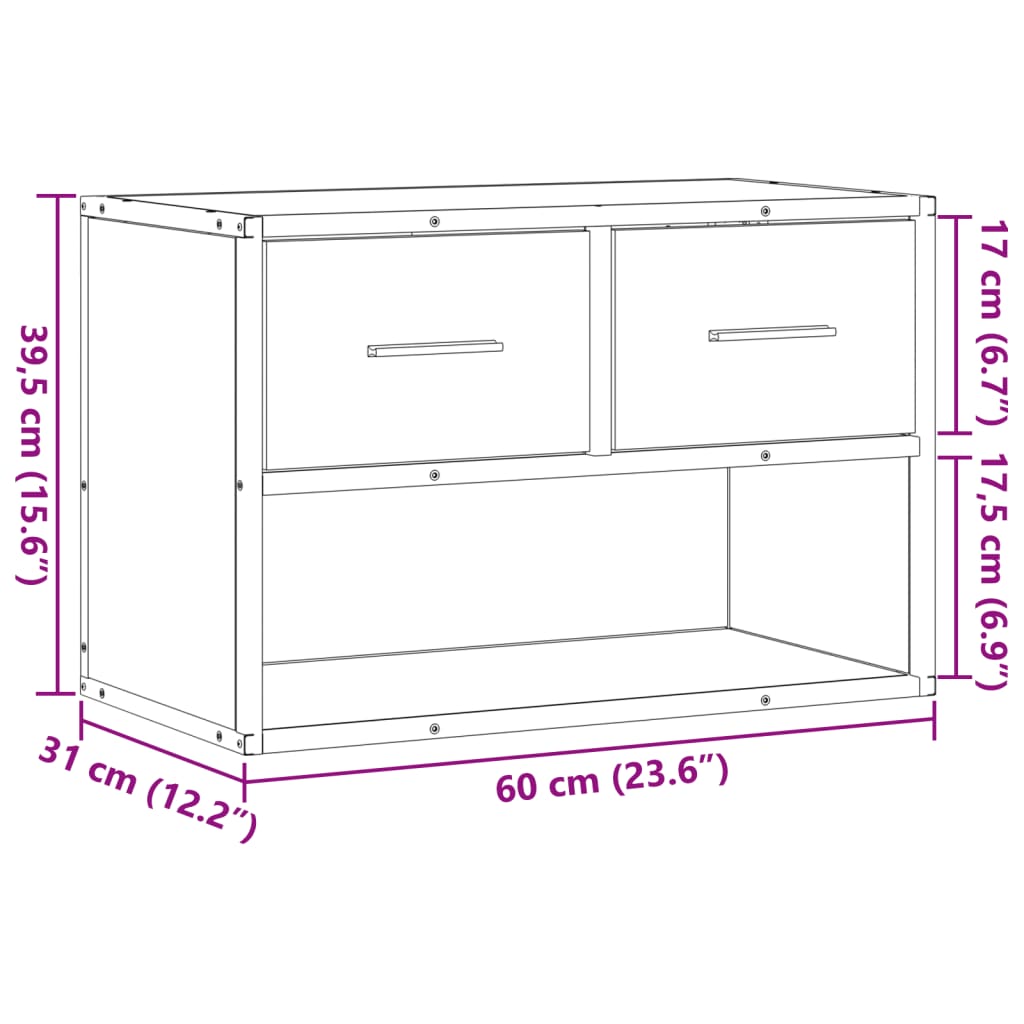 Sonoma tölgy színű szerelt fa és fém TV-szekrény 60x31x39,5 cm 11