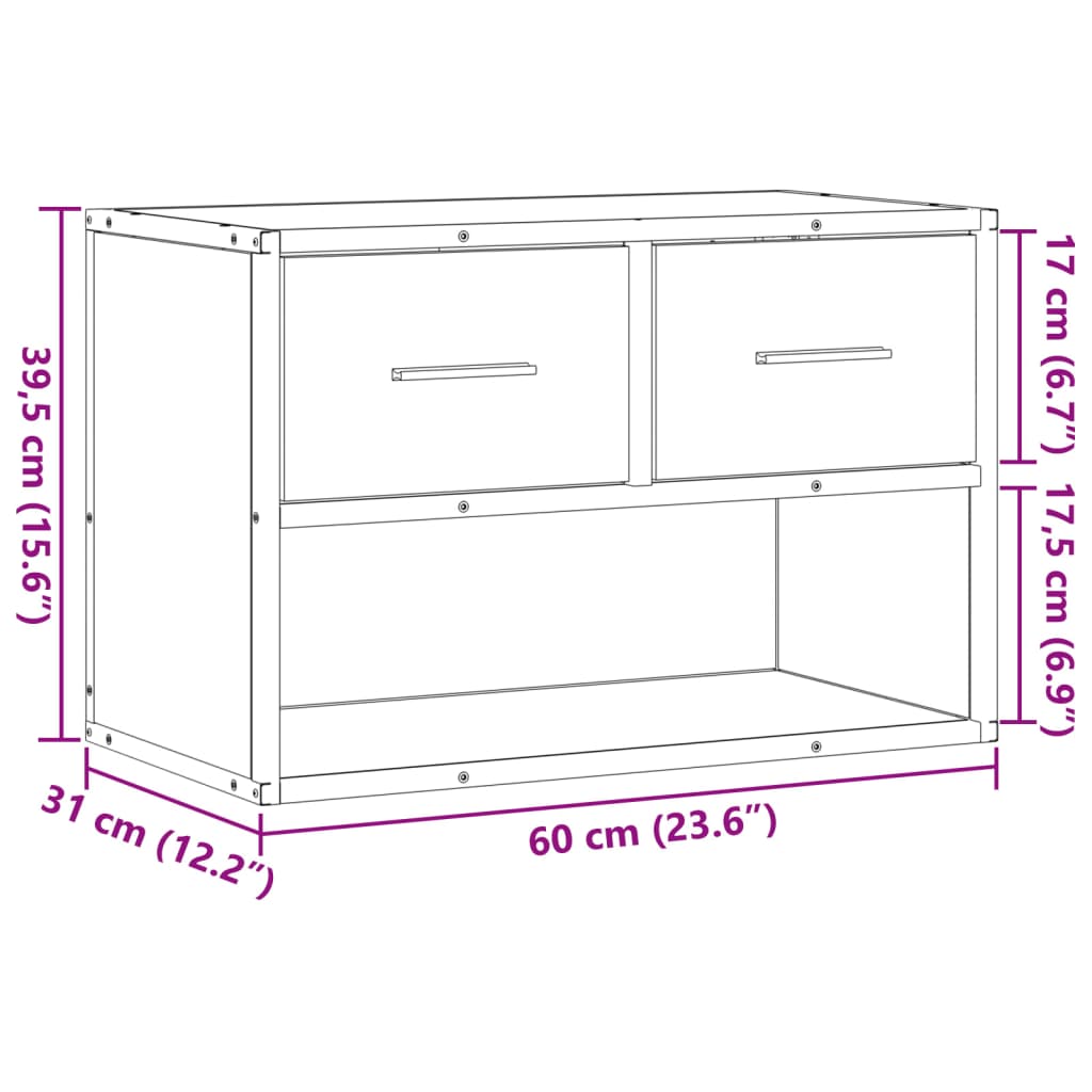 Szürke sonoma színű szerelt fa TV-szekrény 60 x 31 x 39,5 cm 11