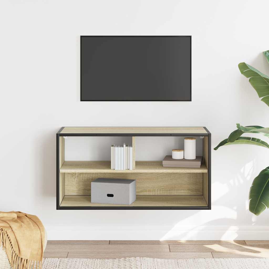 Sonoma tölgy színű szerelt fa és fém TV-szekrény 80x31x39,5 cm 3