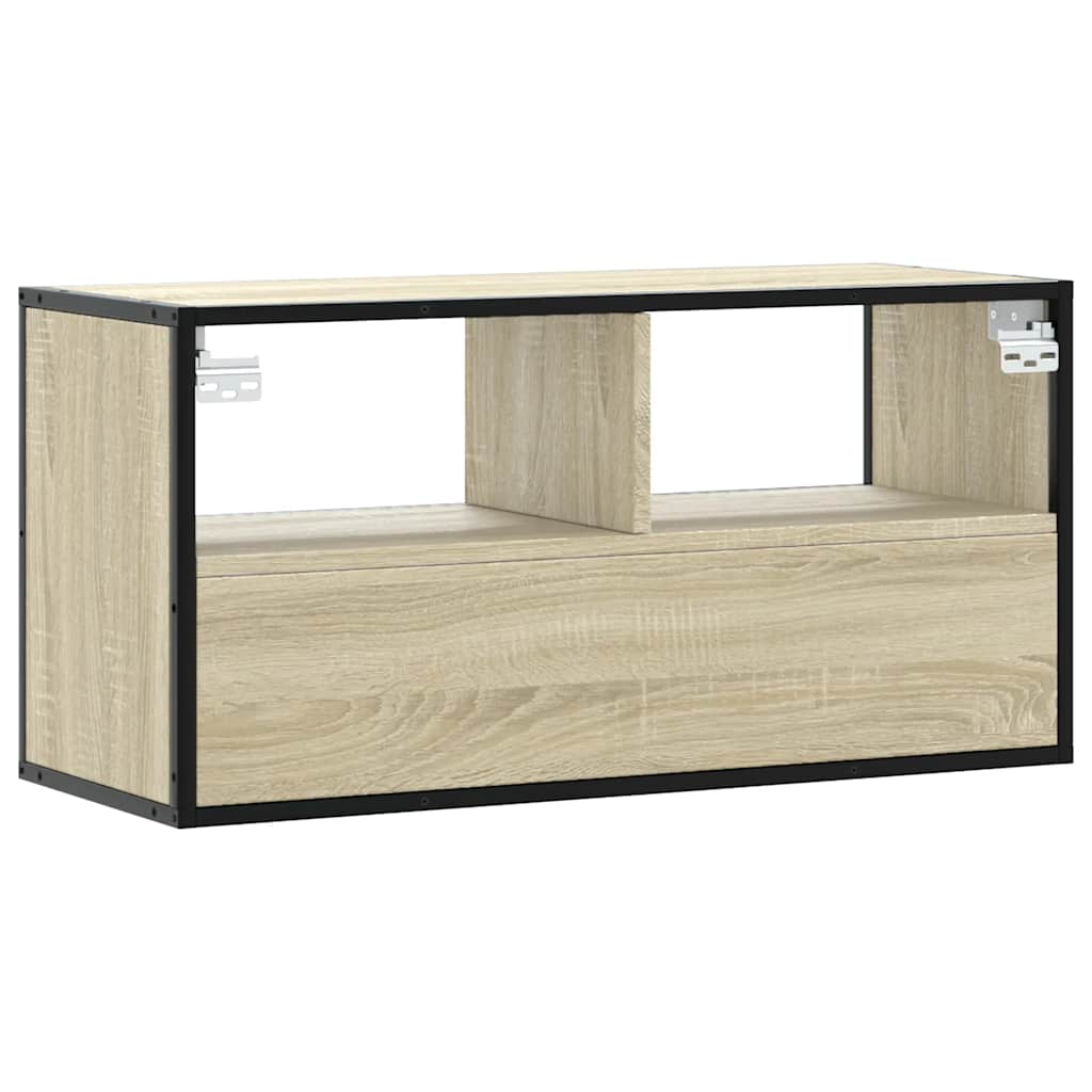 Sonoma tölgy színű szerelt fa és fém TV-szekrény 80x31x39,5 cm 6